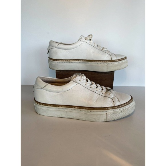 Anthropologie J/Slides white leather athleisure athletic lacee shoes size 5.5 - Picture 5 of 9